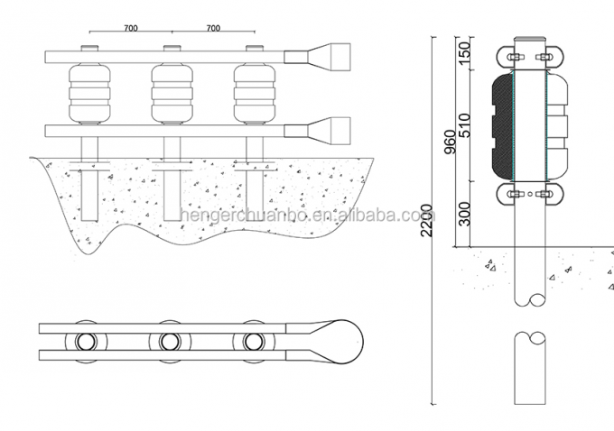 SB รับรองความปลอดภัยบนทางหลวงสีเหลือง Roller Barrier Guardrail U Shape Frame 8